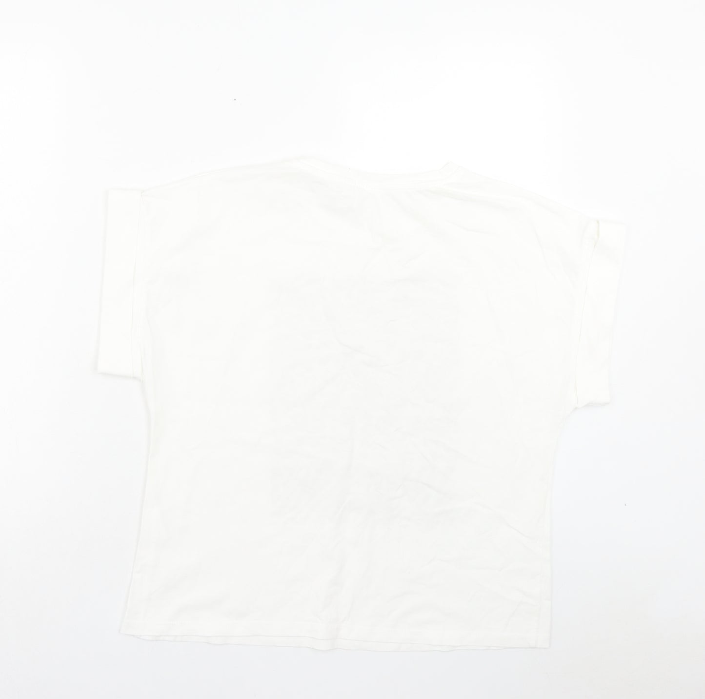 Preworn Womens White Animal Print Cotton Basic T-Shirt One Size Crew Neck