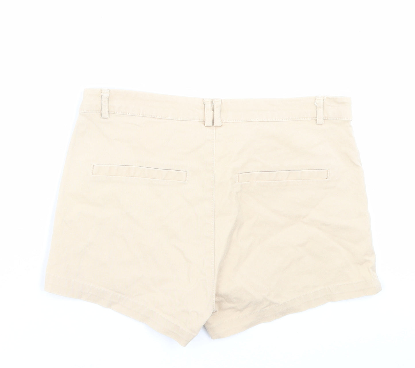 H&M Womens Beige Cotton Boyfriend Shorts Size 12 L3 in Regular Button