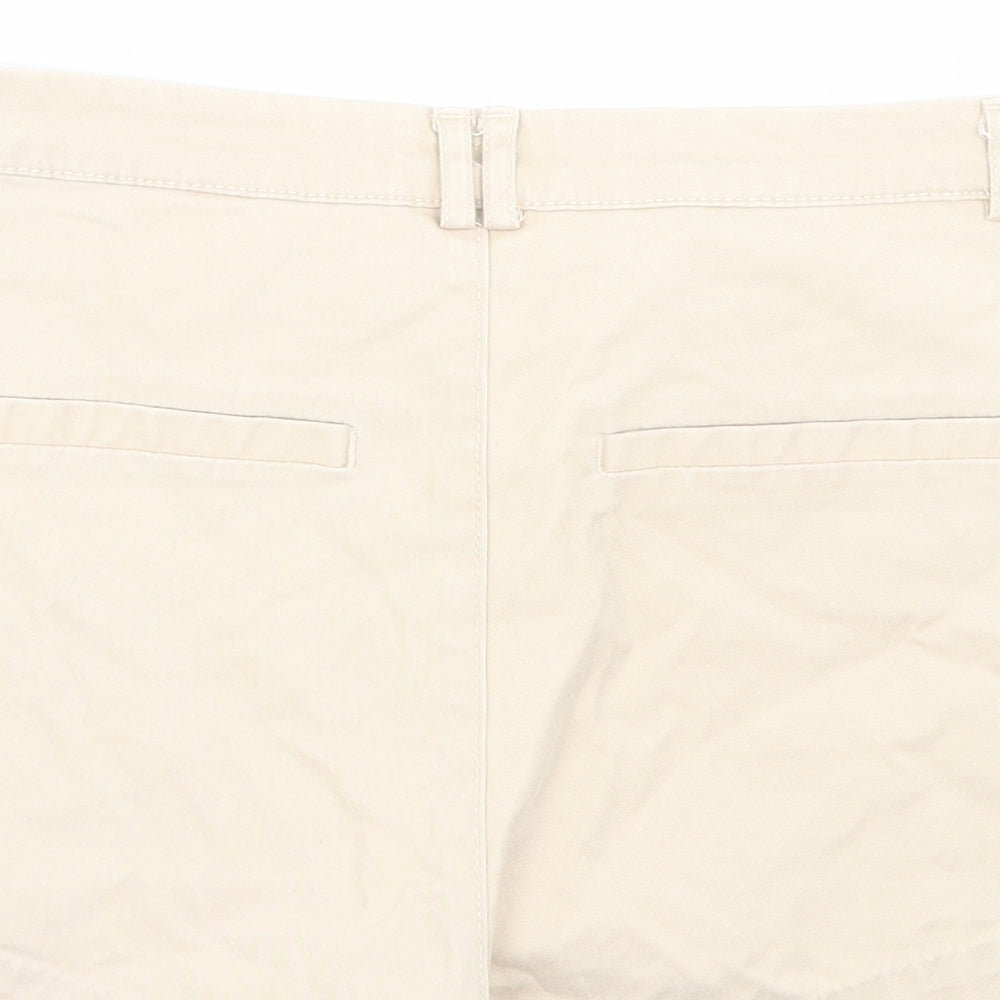 H&M Womens Beige Cotton Boyfriend Shorts Size 12 L3 in Regular Button