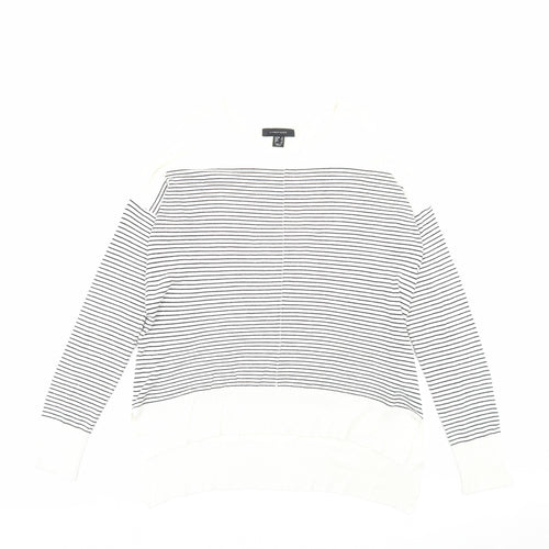 Primark Womens Ivory Crew Neck Striped Polyamide Pullover Jumper Size 12