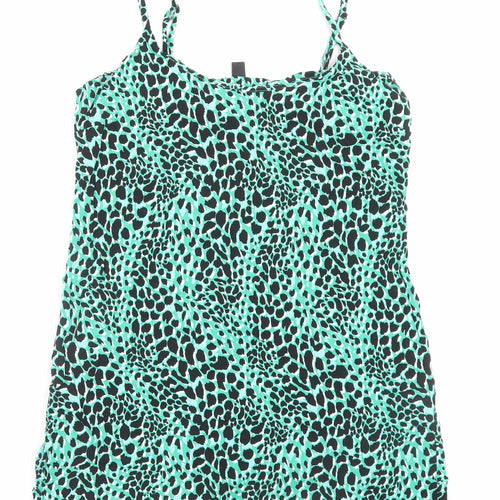 New Look Womens Green Animal Print Viscose A-Line Size 12 Scoop Neck Pullover