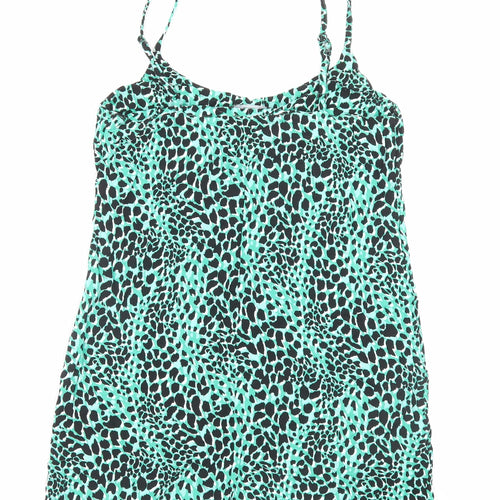 New Look Womens Green Animal Print Viscose A-Line Size 12 Scoop Neck Pullover