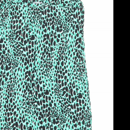 New Look Womens Green Animal Print Viscose A-Line Size 12 Scoop Neck Pullover
