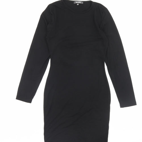 Missguided Womens Black Viscose Bodycon Size 10 Crew Neck Pullover