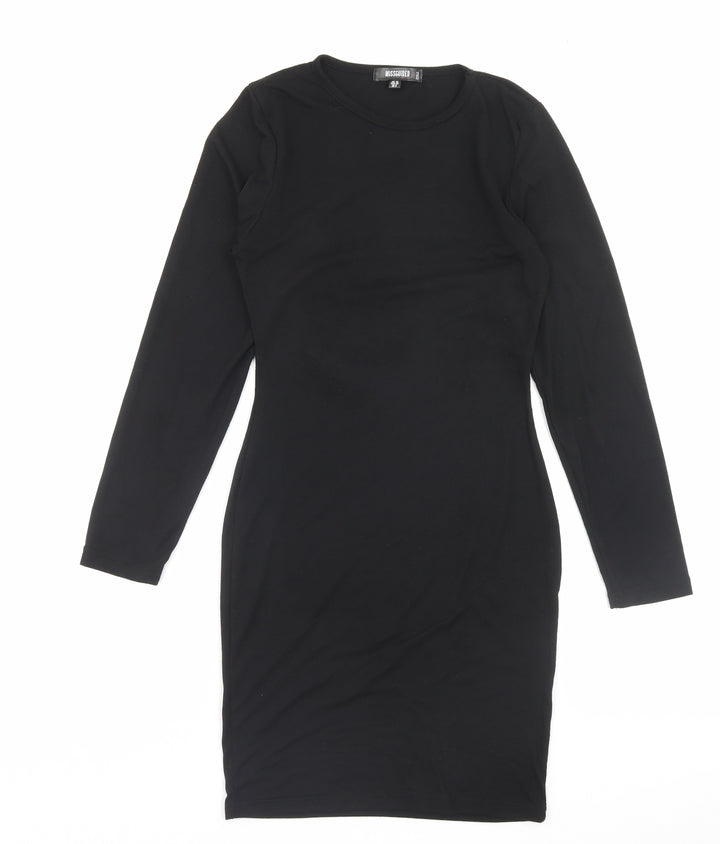 Missguided Womens Black Viscose Bodycon Size 10 Crew Neck Pullover