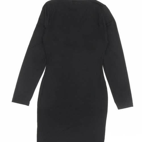 Missguided Womens Black Viscose Bodycon Size 10 Crew Neck Pullover