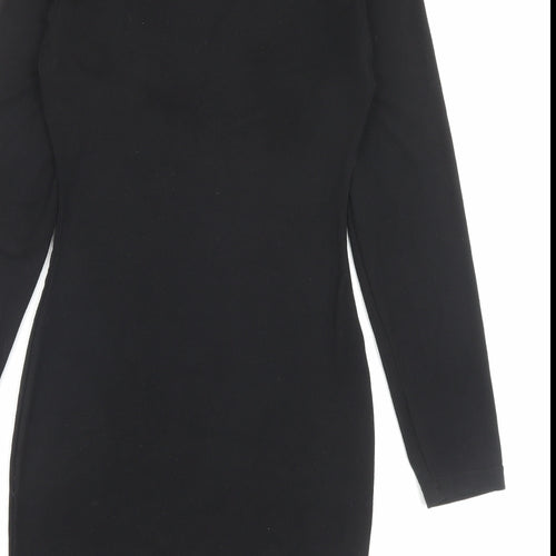 Missguided Womens Black Viscose Bodycon Size 10 Crew Neck Pullover