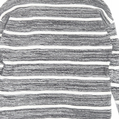 Cotton On Womens Black Crew Neck Striped Cotton Pullover Jumper Size XS