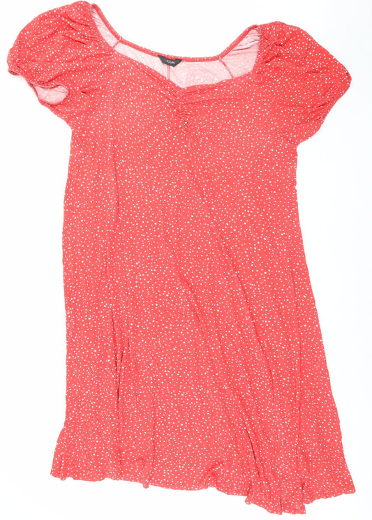 Yours Womens Red Polka Dot Viscose A-Line Size 26 V-Neck Pullover