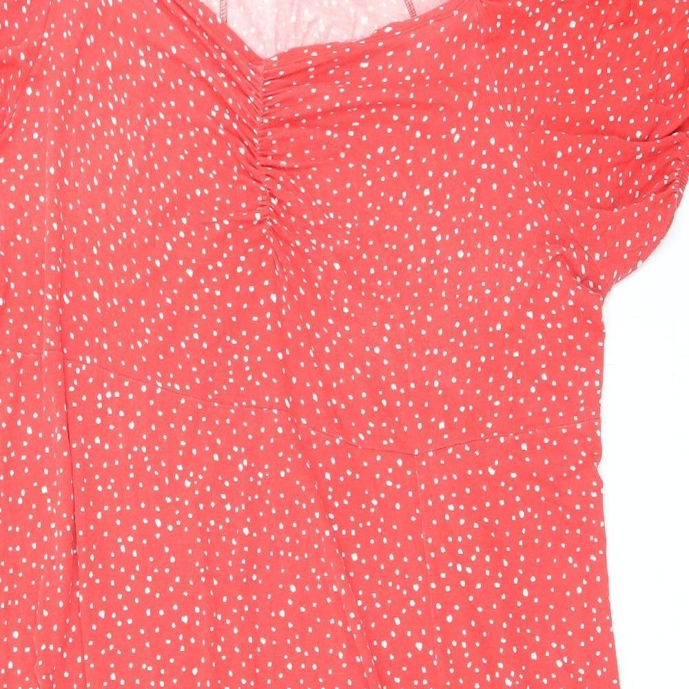 Yours Womens Red Polka Dot Viscose A-Line Size 26 V-Neck Pullover