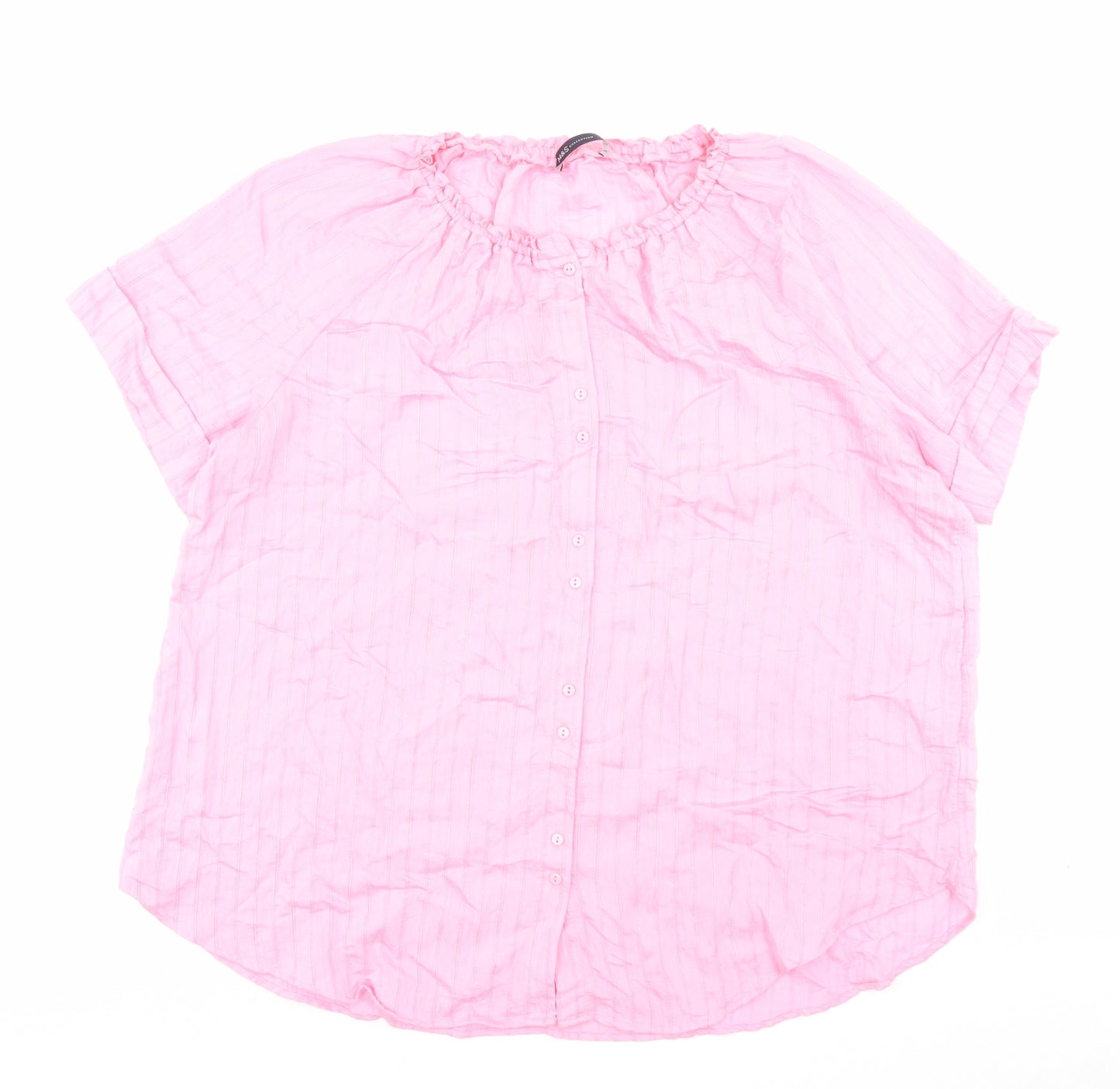 Marks and Spencer Womens Pink Viscose Basic Blouse Size 22 Boat Neck