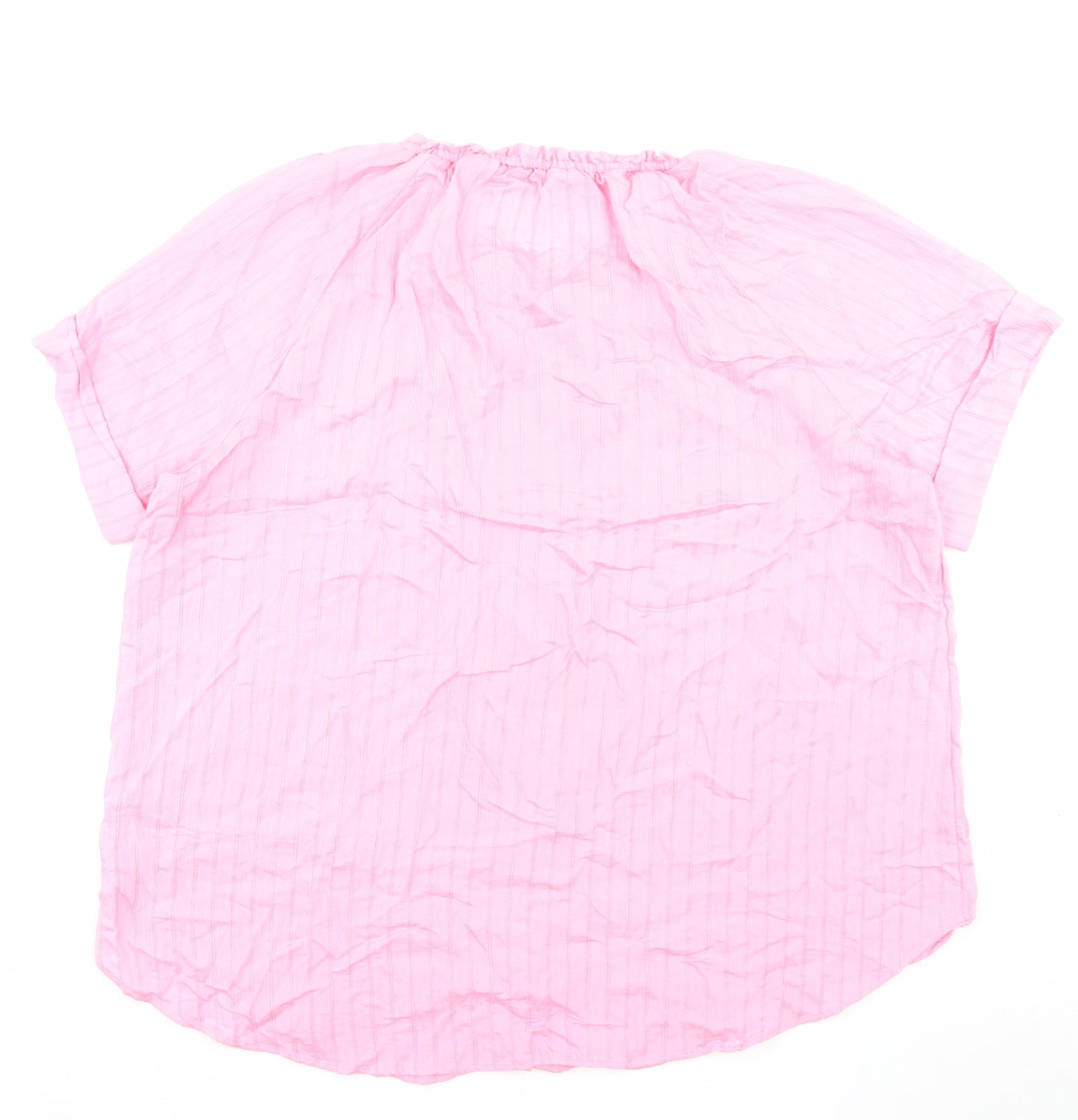 Marks and Spencer Womens Pink Viscose Basic Blouse Size 22 Boat Neck