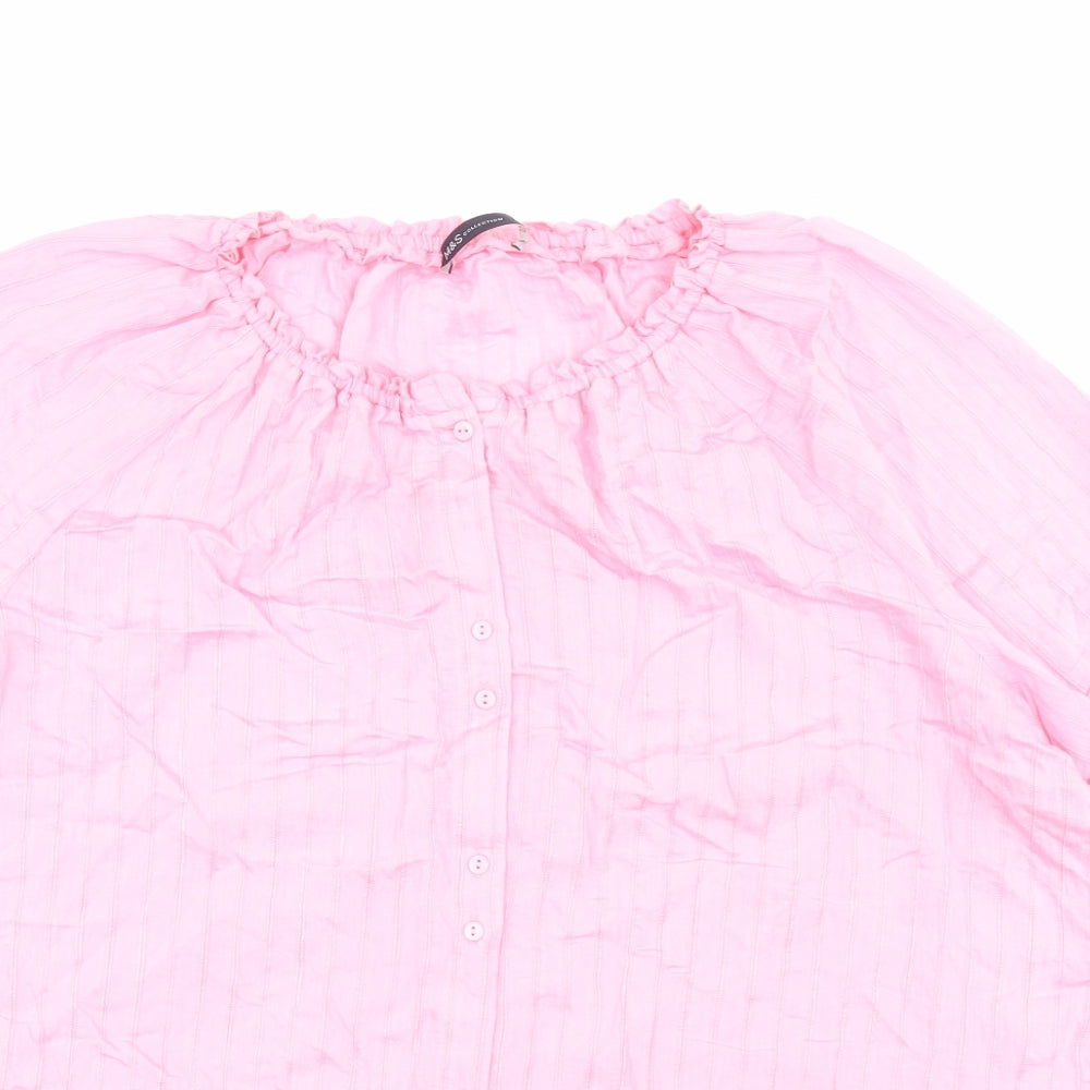 Marks and Spencer Womens Pink Viscose Basic Blouse Size 22 Boat Neck