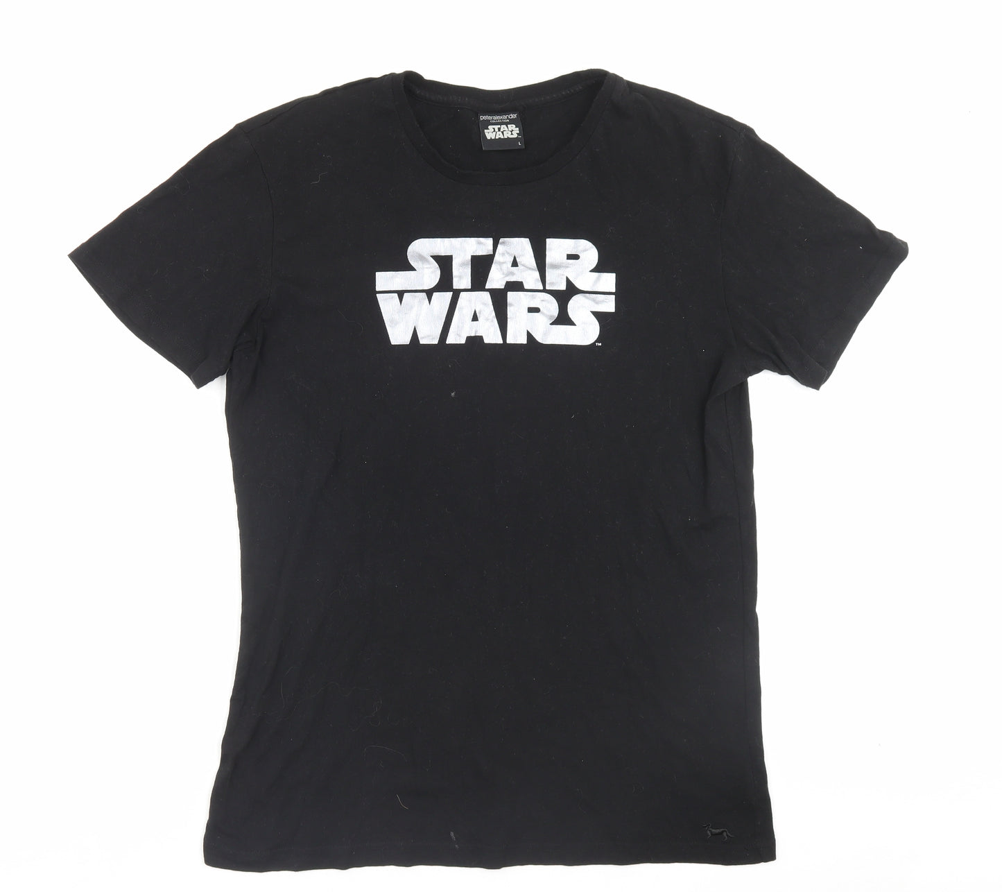 Peter Alexander Mens Black Cotton T-Shirt Size L Crew Neck - Star Wars