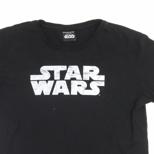 Peter Alexander Mens Black Cotton T-Shirt Size L Crew Neck - Star Wars