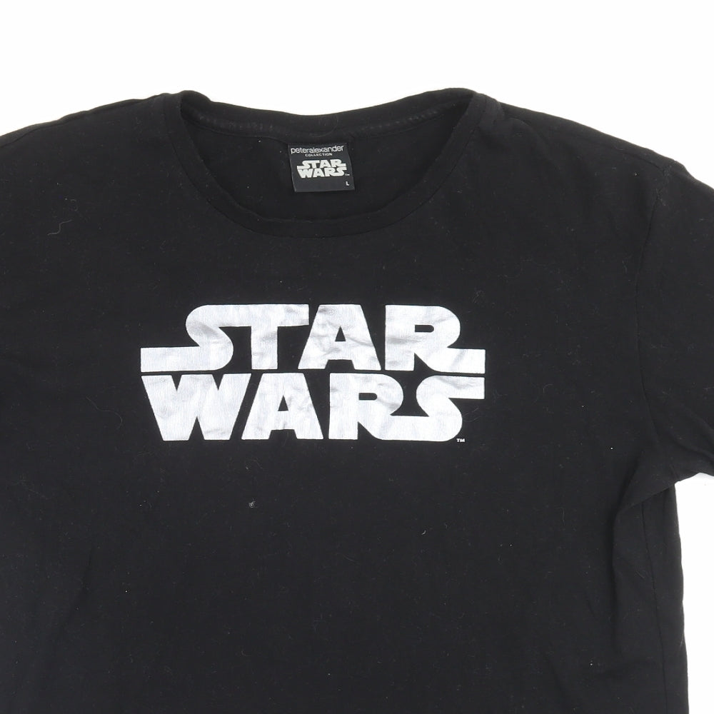 Peter Alexander Mens Black Cotton T-Shirt Size L Crew Neck - Star Wars