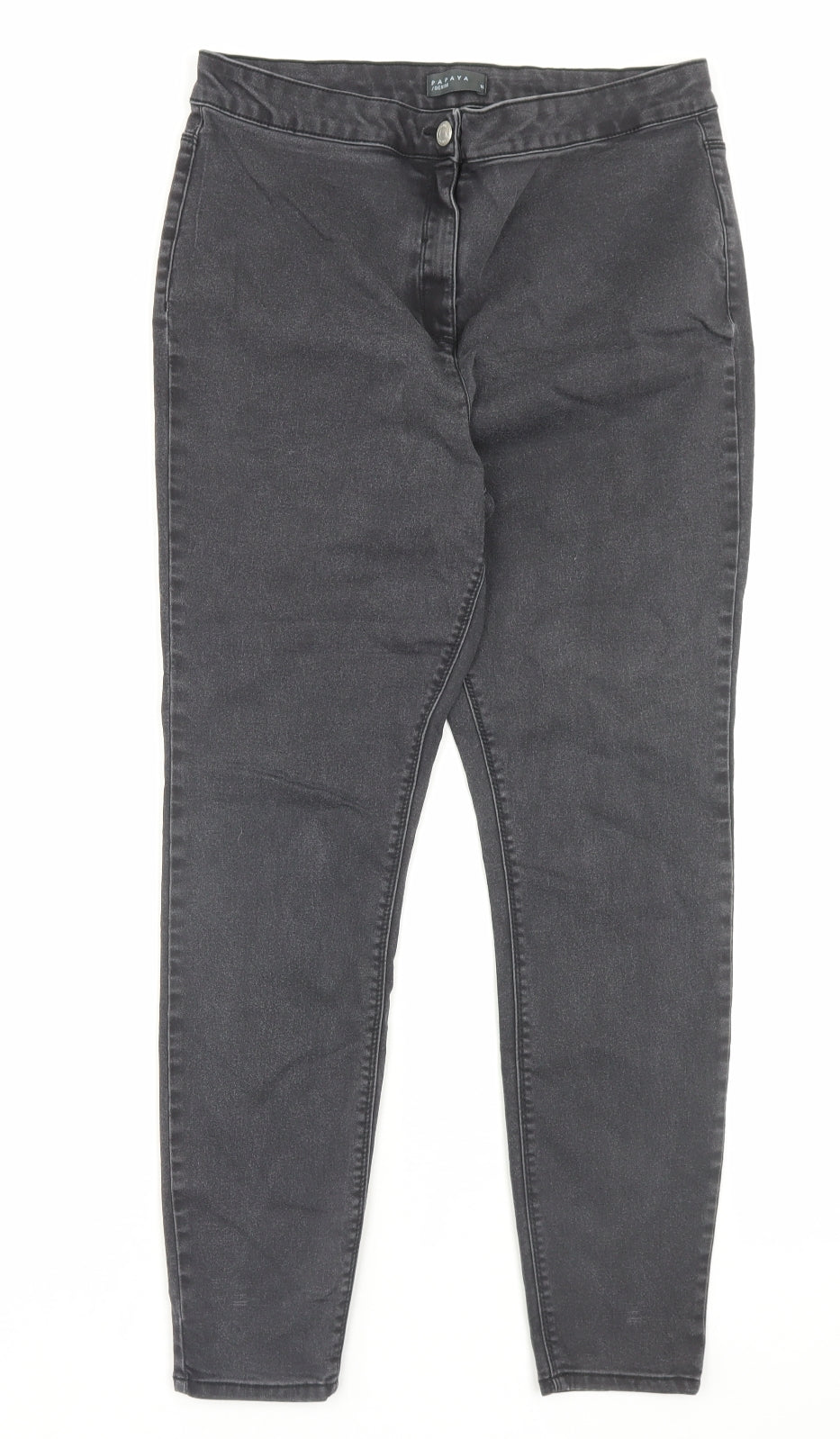 Papaya Womens Black Cotton Skinny Jeans Size 16 L28 in Regular Button