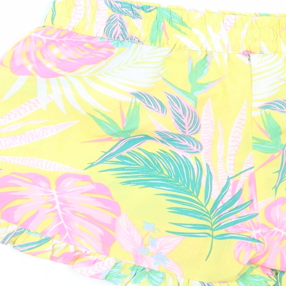 Pep&co Girls Multicoloured Floral Polyester Paperbag Shorts Size 10-11 Years Regular