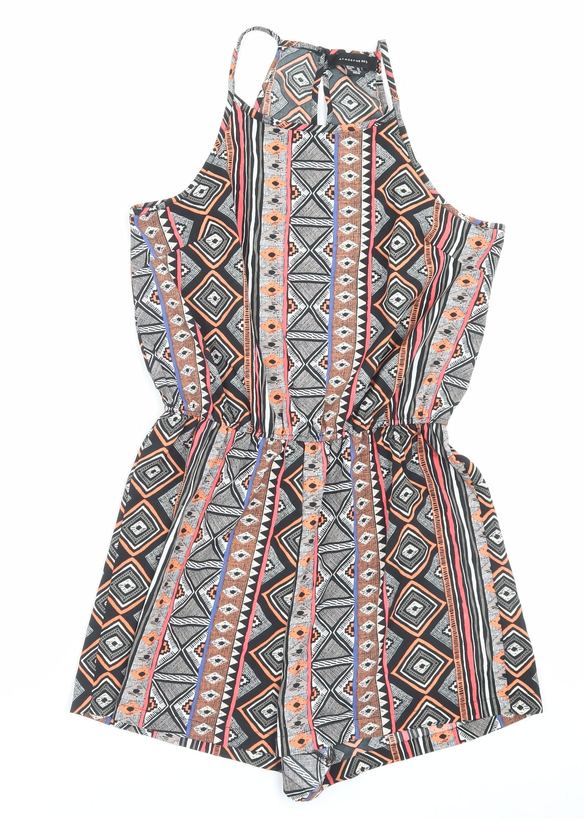 Atmosphere Womens Multicoloured Geometric Polyester Playsuit One-Piece Size 10 Button