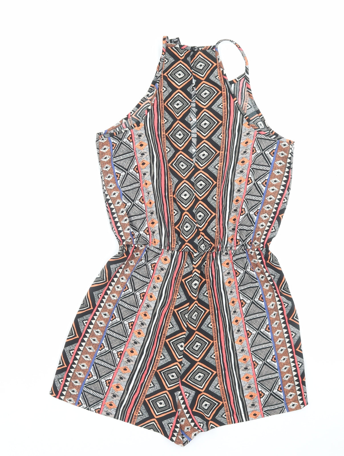 Atmosphere Womens Multicoloured Geometric Polyester Playsuit One-Piece Size 10 Button