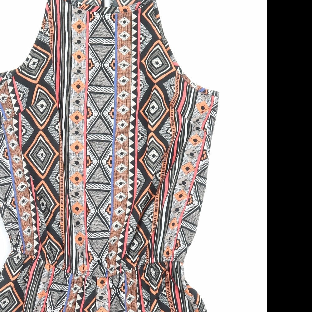 Atmosphere Womens Multicoloured Geometric Polyester Playsuit One-Piece Size 10 Button