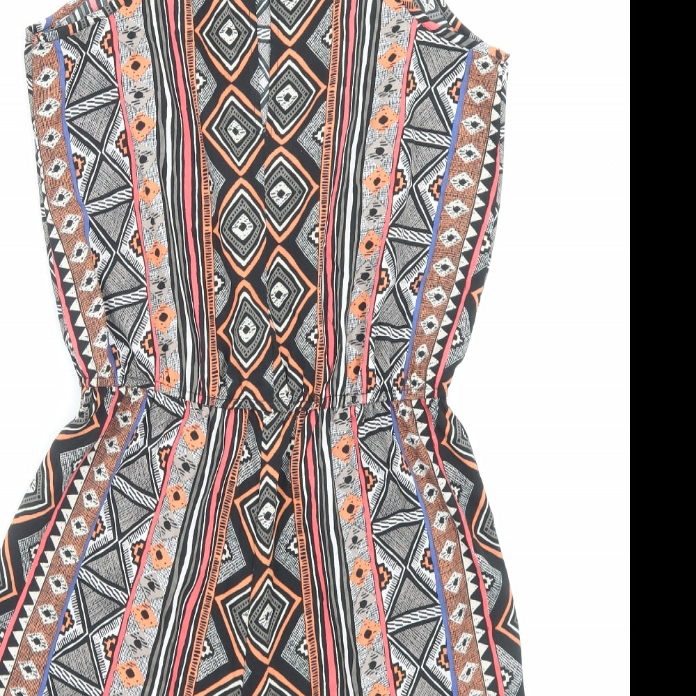 Atmosphere Womens Multicoloured Geometric Polyester Playsuit One-Piece Size 10 Button