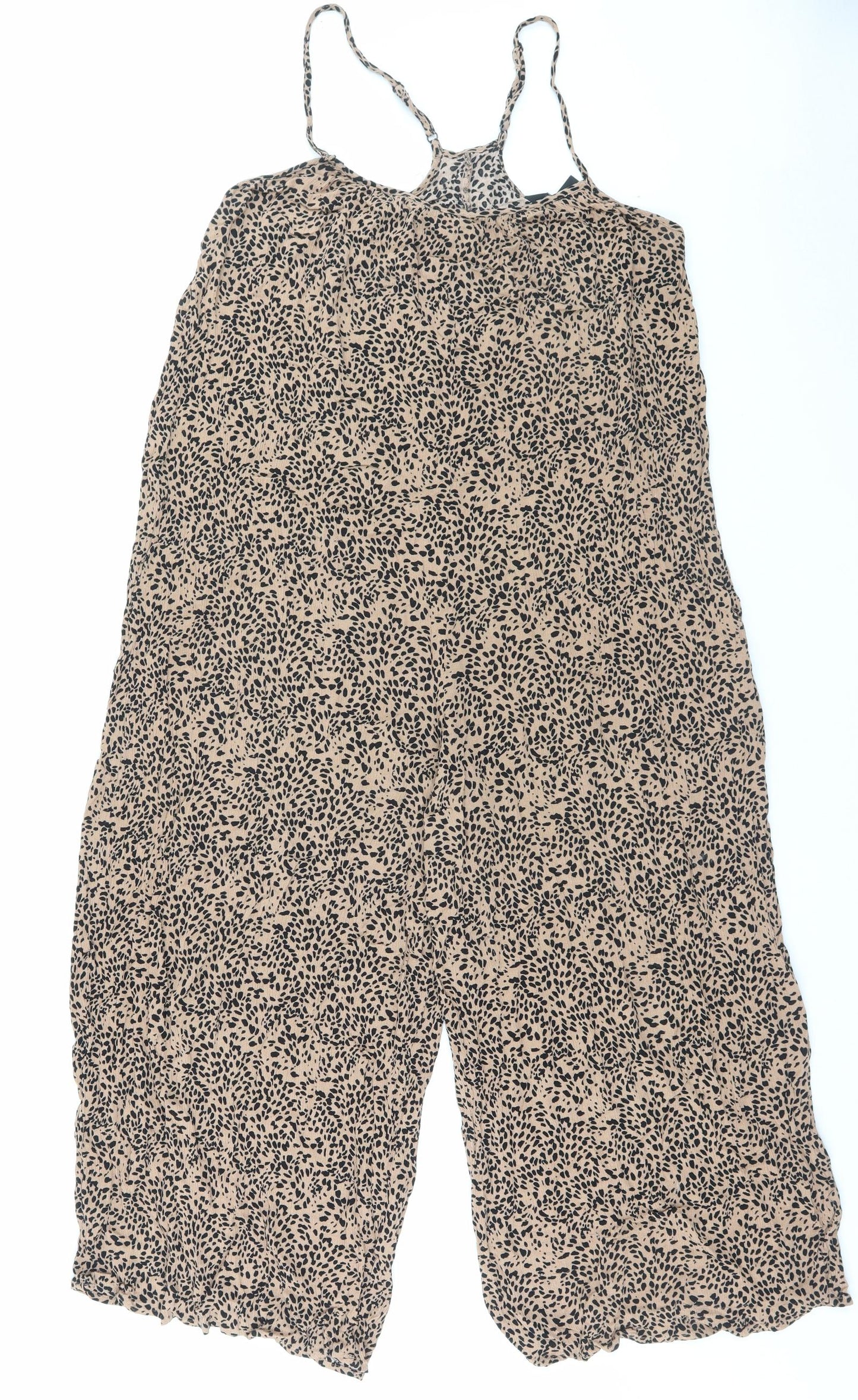New Look Womens Brown Animal Print Viscose Jumpsuit One-Piece Size 14 Pullover