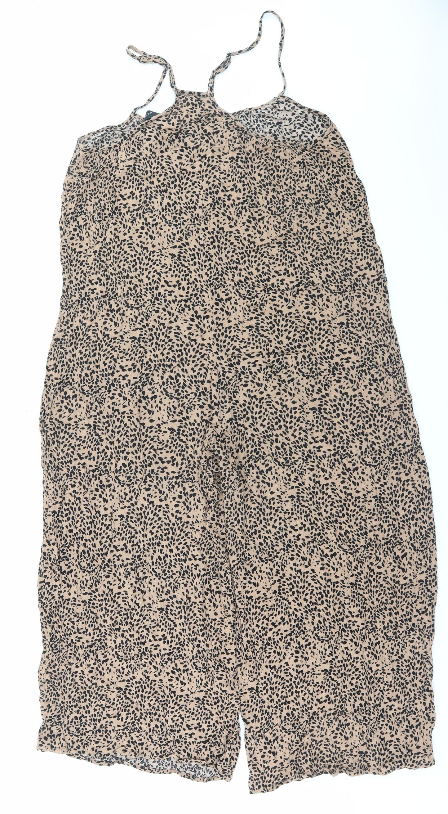 New Look Womens Brown Animal Print Viscose Jumpsuit One-Piece Size 14 Pullover