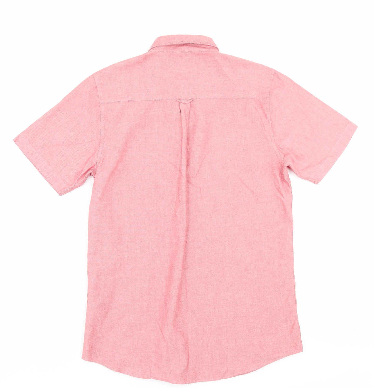 Priamrk Mens Red Cotton Button-Up Size M Collared Button - Pocket Detail