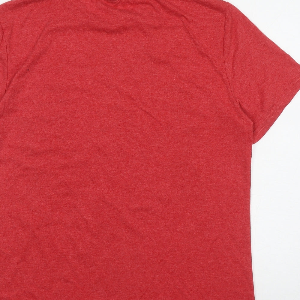 George Mens Red Polyester T-Shirt Size L Round Neck - Star Wars Christmas
