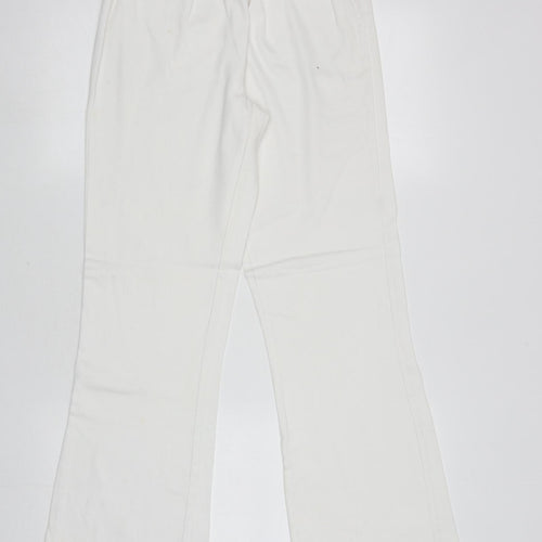 Fabric Womens White Cotton Bootcut Jeans Size 12 L29.5 in Regular
