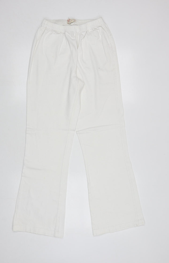 Fabric Womens White Cotton Bootcut Jeans Size 12 L29.5 in Regular