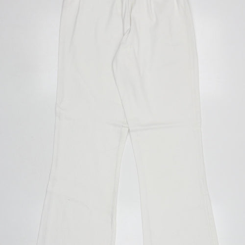 Fabric Womens White Cotton Bootcut Jeans Size 12 L29.5 in Regular
