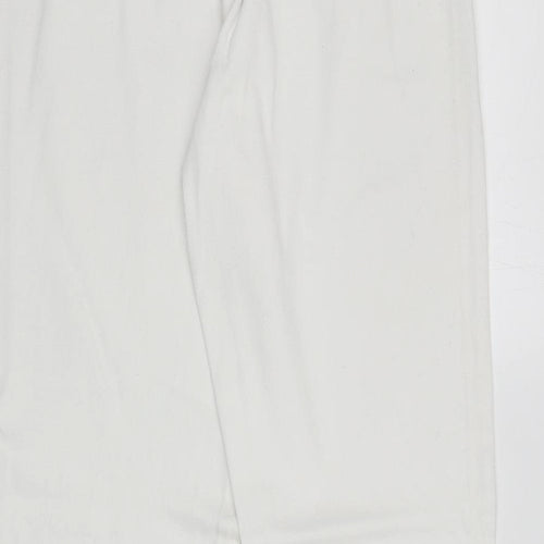 Fabric Womens White Cotton Bootcut Jeans Size 12 L29.5 in Regular