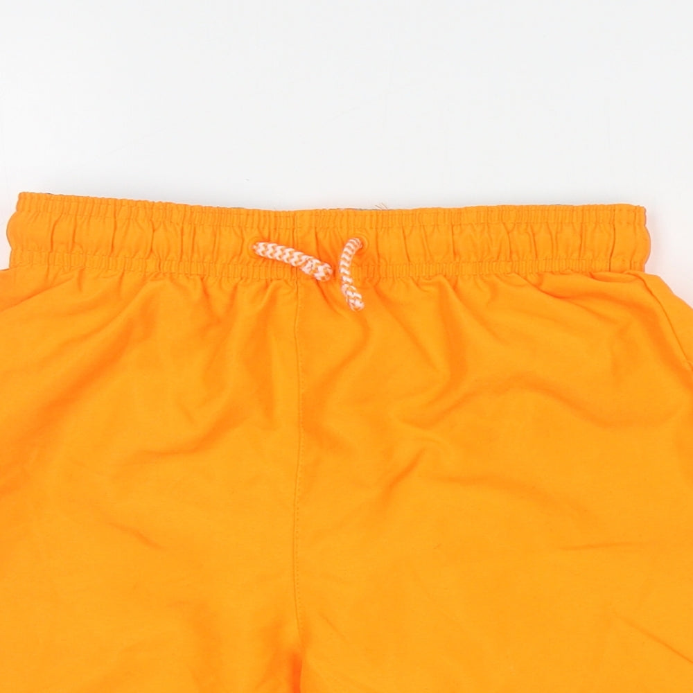 F&F Boys Orange Polyester Sweat Shorts Size 8-9 Years L6 in Regular Drawstring - Logo