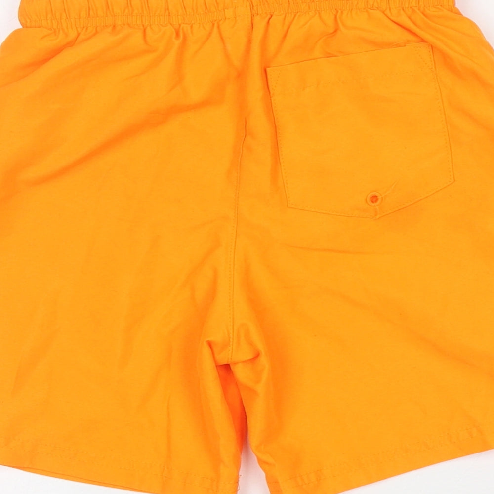 F&F Boys Orange Polyester Sweat Shorts Size 8-9 Years L6 in Regular Drawstring - Logo