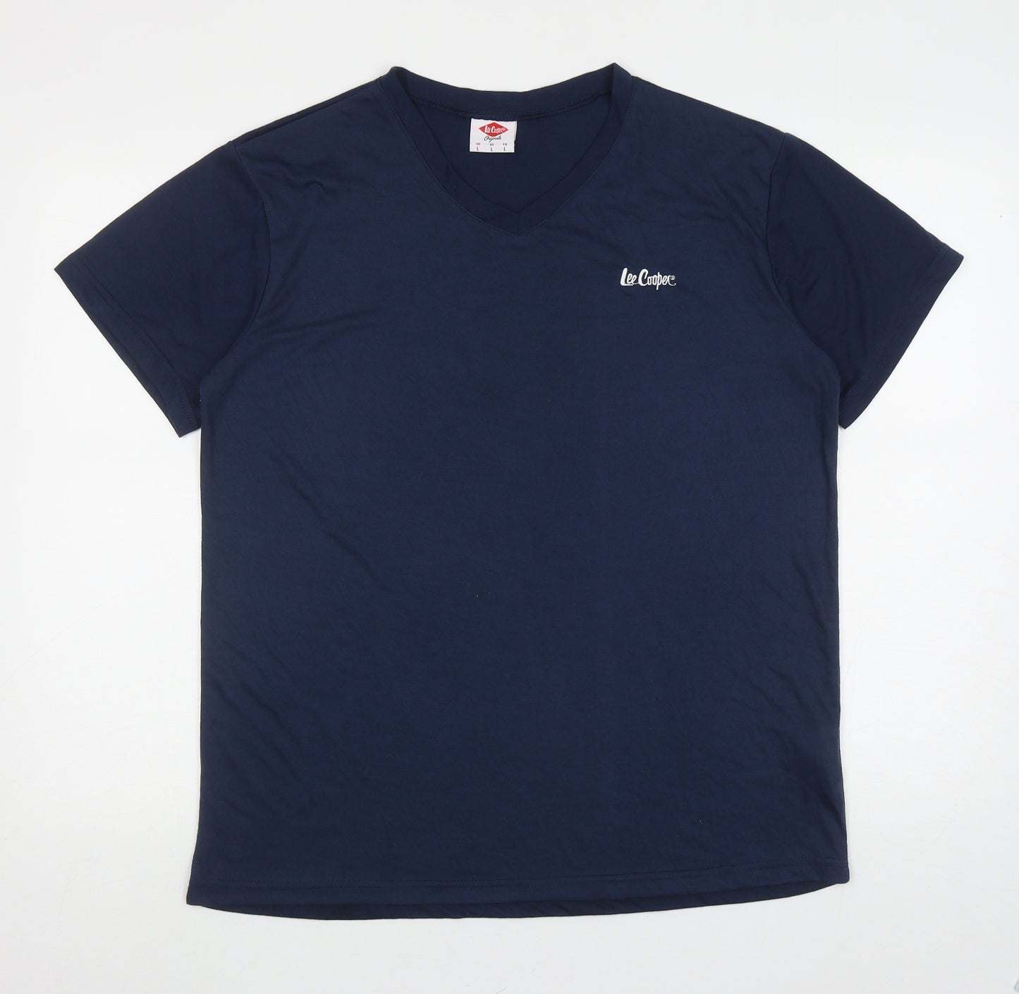 Lee Cooper Mens Blue Polyester T-Shirt Size L V-Neck