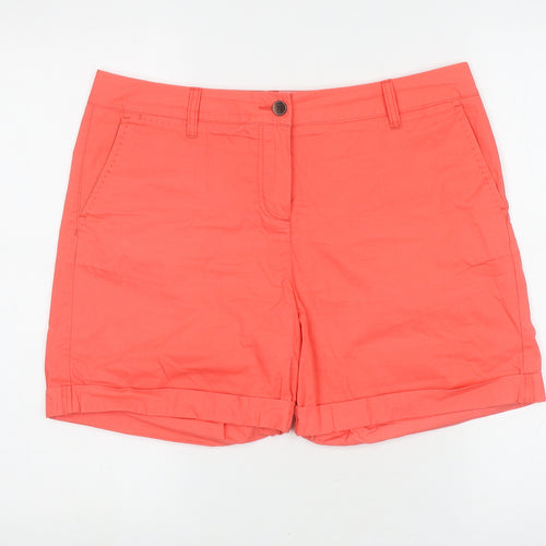 NEXT Womens Orange Cotton Chino Shorts Size 12 L5 in Regular Zip