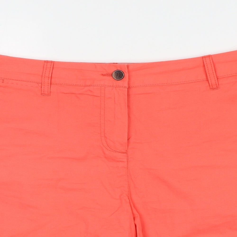 NEXT Womens Orange Cotton Chino Shorts Size 12 L5 in Regular Zip