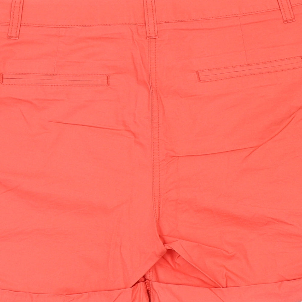 NEXT Womens Orange Cotton Chino Shorts Size 12 L5 in Regular Zip
