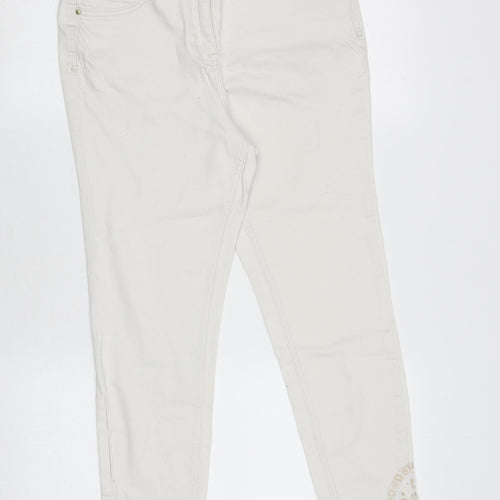 George Womens Ivory Cotton Skinny Jeans Size 12 L26.5 in Regular Zip