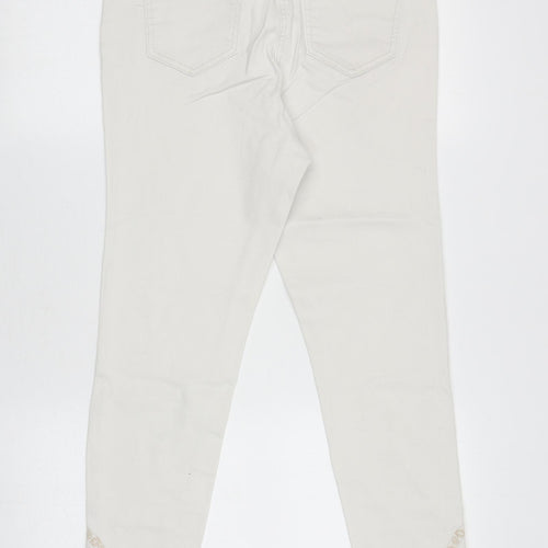 George Womens Ivory Cotton Skinny Jeans Size 12 L26.5 in Regular Zip