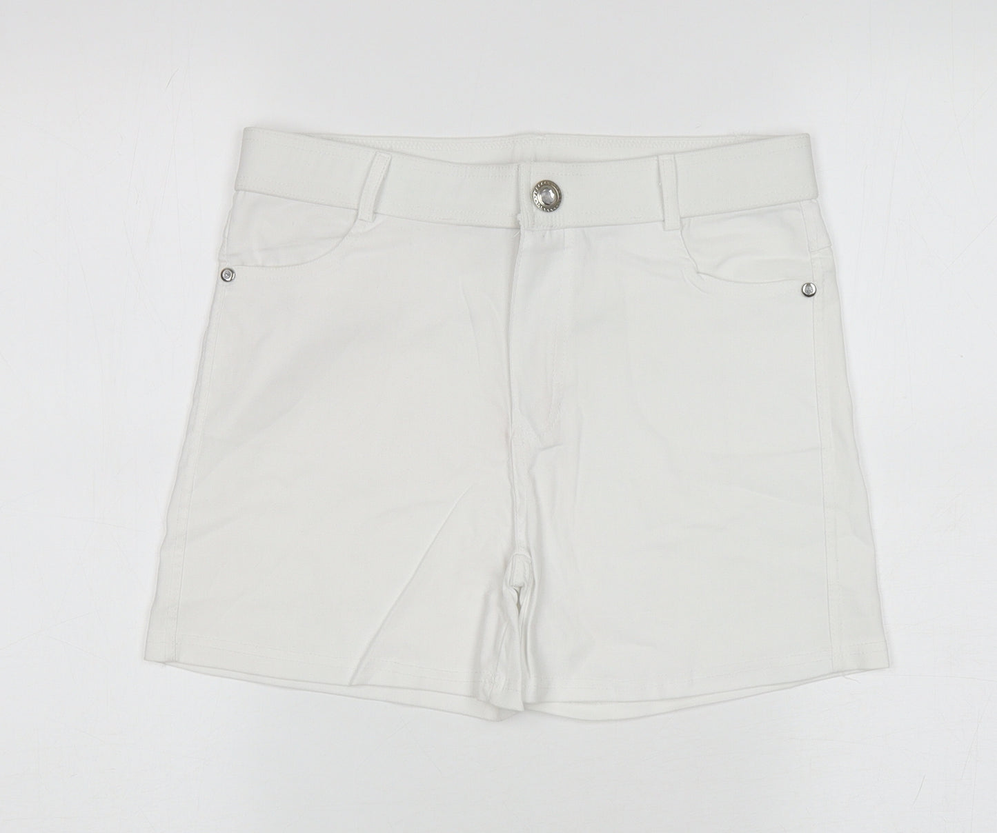 Binihuang Womens White Cotton Compression Shorts Size XL L3.5 in Regular Zip