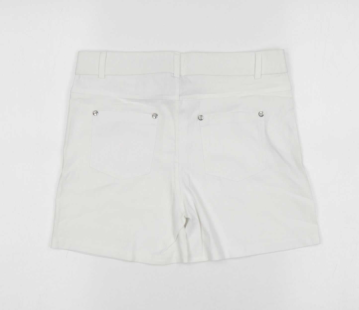 Binihuang Womens White Cotton Compression Shorts Size XL L3.5 in Regular Zip