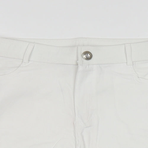 Binihuang Womens White Cotton Compression Shorts Size XL L3.5 in Regular Zip