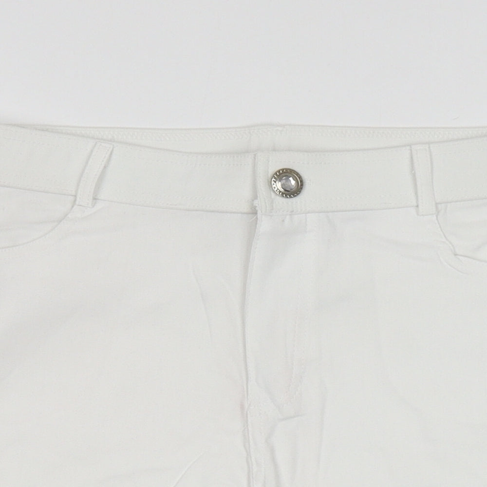 Binihuang Womens White Cotton Compression Shorts Size XL L3.5 in Regular Zip