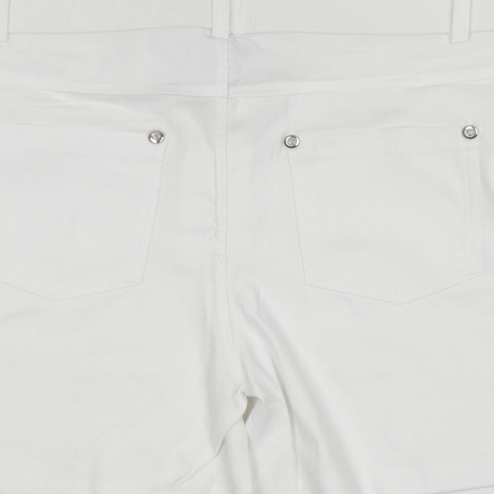 Binihuang Womens White Cotton Compression Shorts Size XL L3.5 in Regular Zip