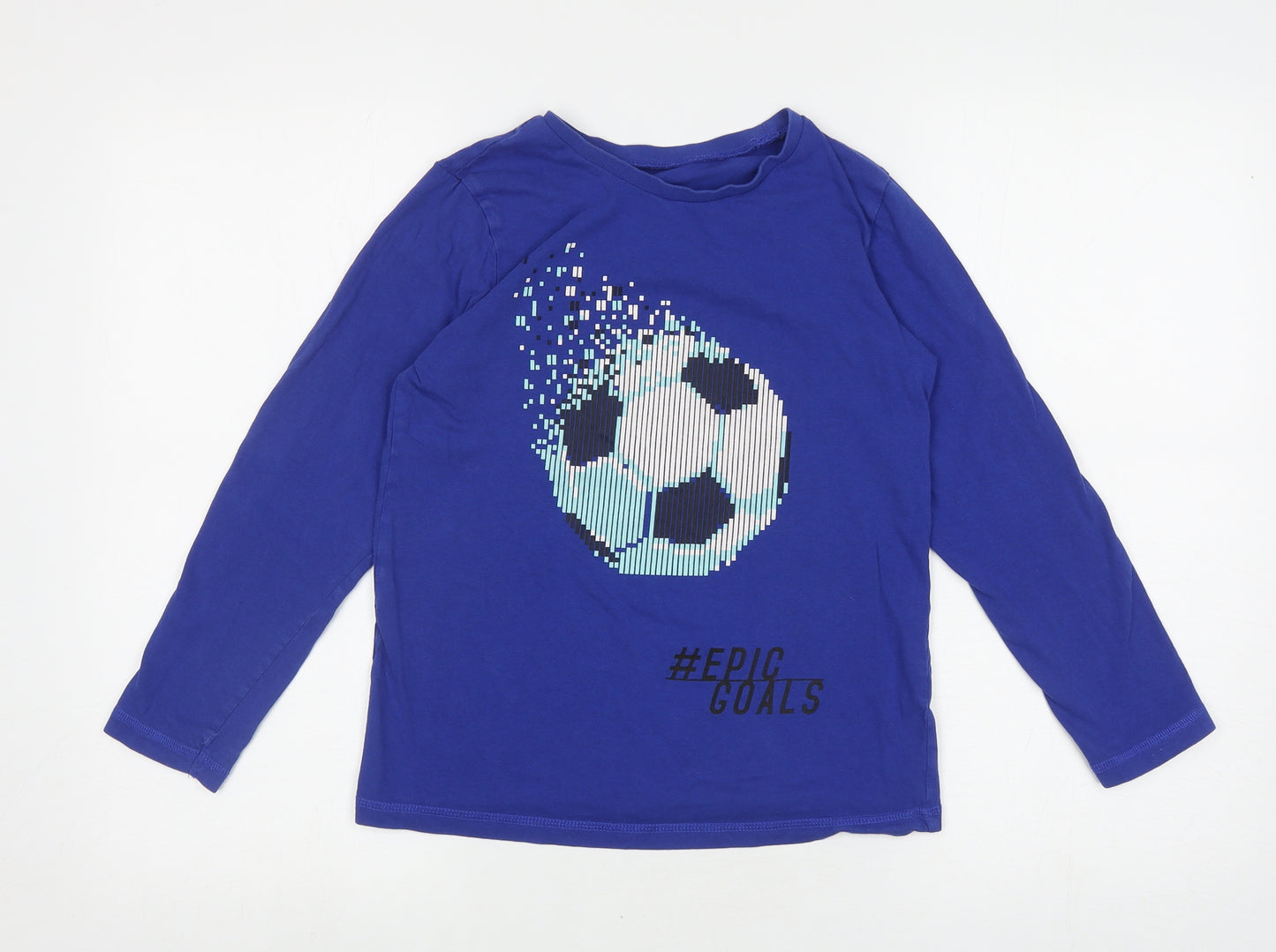 George Boys Blue Cotton Basic T-Shirt Size 10-11 Years Round Neck Pullover - Football