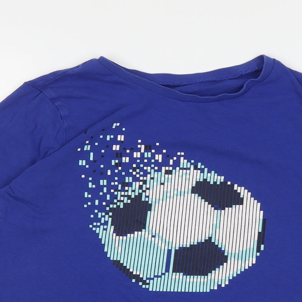 George Boys Blue Cotton Basic T-Shirt Size 10-11 Years Round Neck Pullover - Football