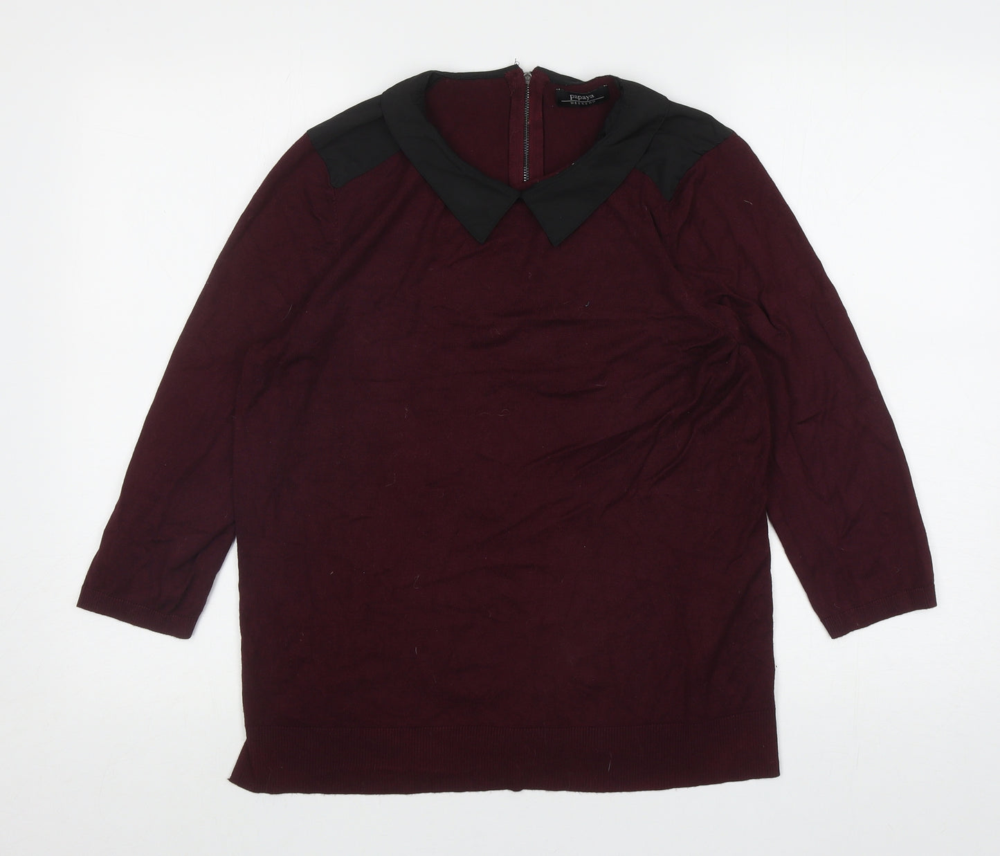 Papaya Womens Purple Collared Viscose Pullover Jumper Size 16